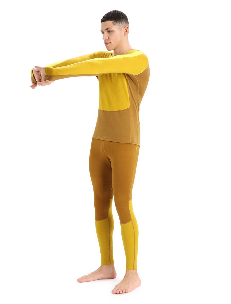 Icebreaker 200 ZoneKnit™ Merino Long Sleeve Crewe Miesten Base Layers Kultaiset | FI 1326HAPK